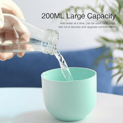 The Mini Ultrasonic USB Humidifier & Essential Oil Diffuser—a Portable Aroma Maker for Home and car, Featuring Soothing LED Night Lamp and Anion Mist with Green Pink White Color. (Green)