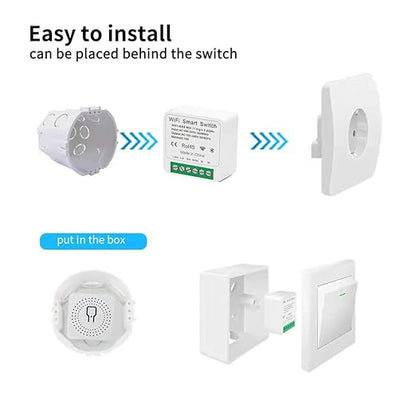 EweLink 16A Mini WiFi Relay Module Smart Switch,DIY Wireless Light Switch Voice Control Outlet for Smart Home Automation，Compatible with Alexa/Google Home(2 Packs)