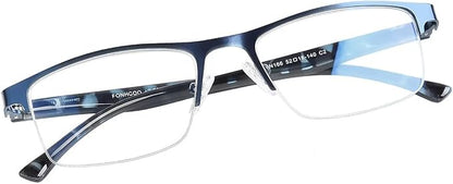 FONHCOO Reading Glasses for Women Men, Blue Light Blocking Reading Glasses Metal Half Frame Computer Readers Anti UV/Glare