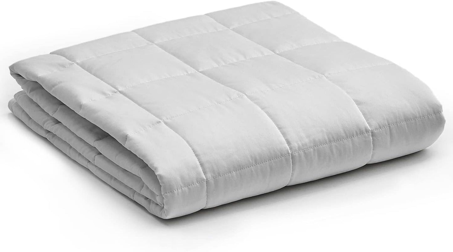 YnM Weighted Blanket — Heavy 100% Oeko-Tex Certified Cotton Material with Premium Glass Beads (Light Grey, 60''x80'' 22lbs), Suit for One Person(~210lb) Use on Queen/King Bed