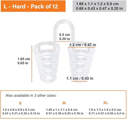 Nose Vent Sinus Relief Dilator (Pack of 12 Large Size) Hard Silicone Vents - A Simple Solution for Nasal Snorers - Reusable Snoring Device to Enjoy a Peaceful Night's Sleep - by Mobi Lock