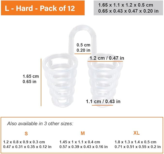 Nose Vent Sinus Relief Dilator (Pack of 12 Large Size) Hard Silicone Vents - A Simple Solution for Nasal Snorers - Reusable Snoring Device to Enjoy a Peaceful Night's Sleep - by Mobi Lock