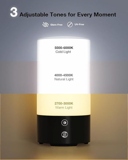 Light Therapy Lamp 10000 Lux Sun Lamp, UV-Free with 3 Color Temperatures, 4 Brightness & Timer, Remote Control, Sunlight for Home, Office, Shift Worker