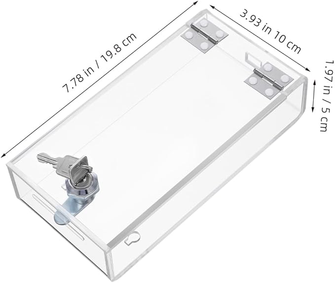 TEHAUX Transparent Acrylic Lock Box for Mobile Phones, Secure Employee Phone Locker with Charging Port, 7.79 X 3.93 X 1.96 Inch, Ideal for Office and Home Use