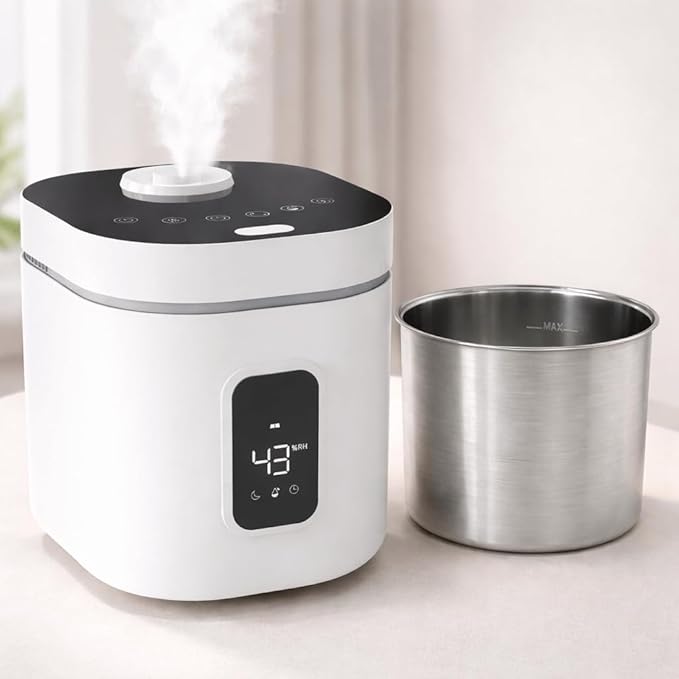 Stainless Steel Humidifier, 3.3L/0.87Gal Warm Mist Steam Humidification Humidifier, Easy to Clean Warm Mist Adjustable Humidity for Bedroom Living Room,1 pack