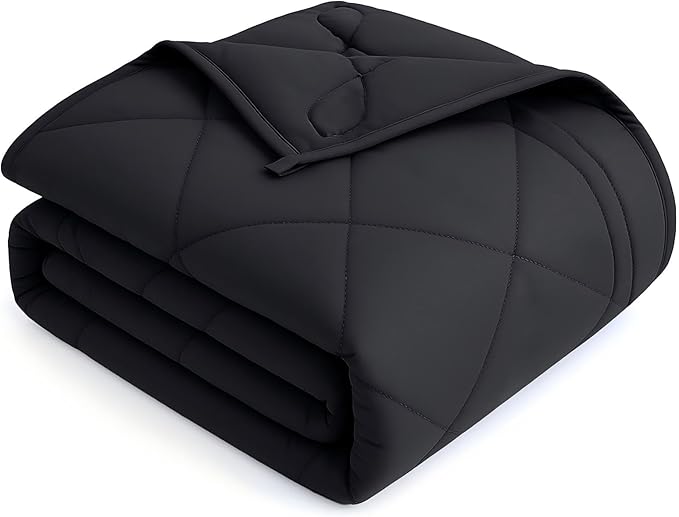 OMYSTYLE Weighted Blanket for Adults (12lbs, 48''x72'') - Twin Size Heavy Throw Blanket, Breathable and Cooling Microfiber Material with Premium Glass Bead for All Season Use, Machine Washable, Black