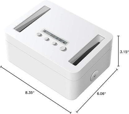 Vaydeer Metal Time Lock Box, Phone Locked box with Timer, Locking Safe Storage, Self-Control Locker with USB C Charge, Child Lock, Smart Timed Release Jail for Phone/Remote/Medicine/Snack