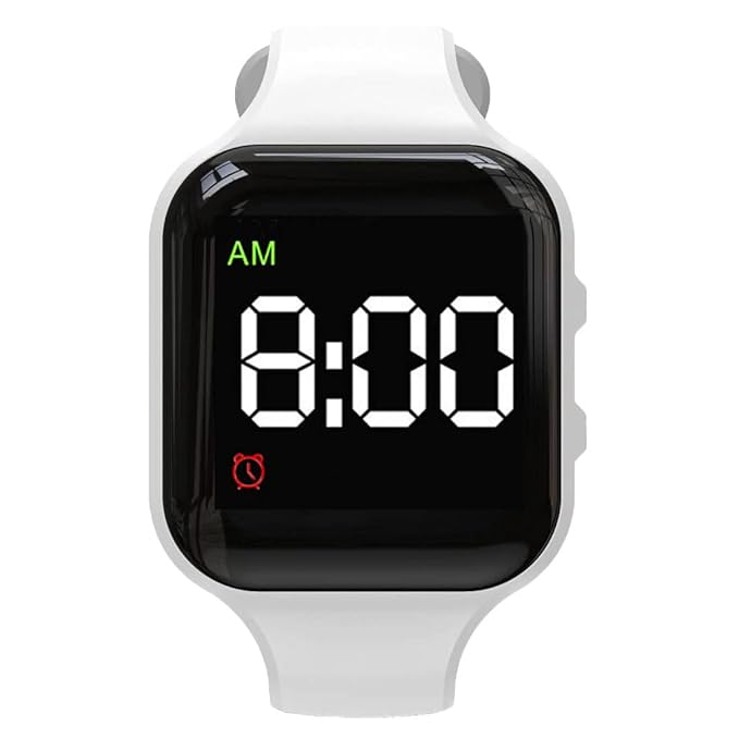 Water Resistant Potty Training Watch Rechargeable Vibrating Alarm Reminder Watch Silent Wake Up Wristband - with Lock (White)
