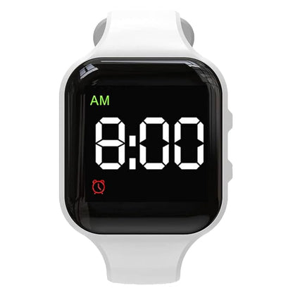 Water Resistant Potty Training Watch Rechargeable Vibrating Alarm Reminder Watch Silent Wake Up Wristband - with Lock (White)