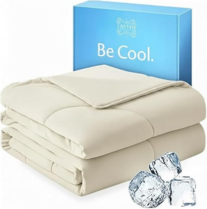 Lavish Comforts® Cooling Comforter King/Cal King Size │Premium Cooling Blanket for Hot Sleepers│ All Season Luxury Soft Cool Blanket │Q-Max>0.4│106"x96" Ivory/Cream│Gift-Ready Box