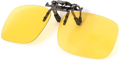 BLUE CUT Clip on Polarized Night vision Glasses Flip up Sunglasses UV-400 to Wear Over prescription Glasses for night driving