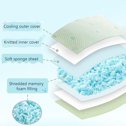 ACCURATEX Cooling Memory Foam Pillows for Sleeping King Size Set of 2, Adjustable Fluffy Pillows with Removable Cover, Cool Bed Pillow for Side Back Stomach Sleepers, Machine Washable, Green