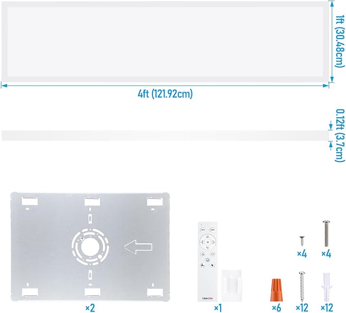 LEONLITE 1x4 FT Smart LED Ceiling Light, RGBCW Surface Mount Flat Panel Light, Christmas New Year Festival Decor, 120V 4000LM 2700K-5000K, 16 Million Multicolor, Works with Alexa, Aluminum, Pack of 2
