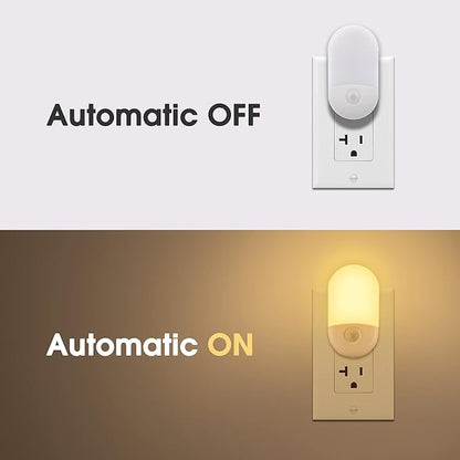 L LOHAS LED Night Lights Plug into Wall, [2 Pack] LED Dimmable Night Light with Light Sensors, 30/60LM Adjustable Brightness Nightlights, Soft White 3000K Automatic Night Light for Kid, Hallway