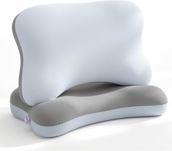 Double Side Pillow Covers, Cooling & Soft Pillow Cases for Patented Side Sleep Pillow, Machine Washable, Only Pillow Cover (Blue Grey)