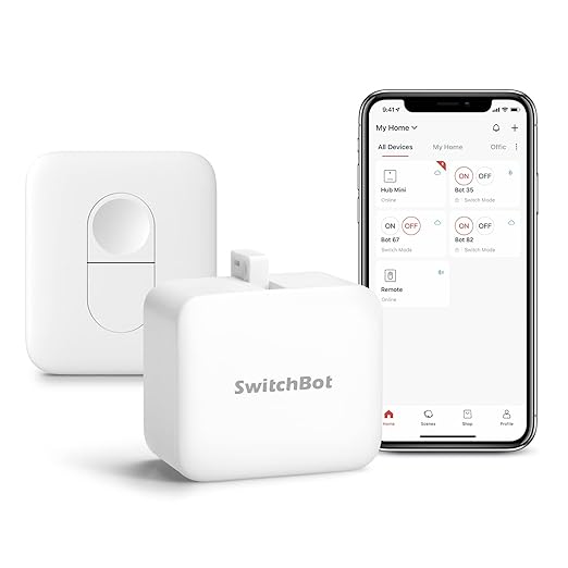 Switchbot Smart Switch Button Pusher (Bluetooth) – Fingerbot for Rocker Switch/One-Way Buttons, App Timer Control, No Wiring, Optional Hub Required for Voice/Remote, White