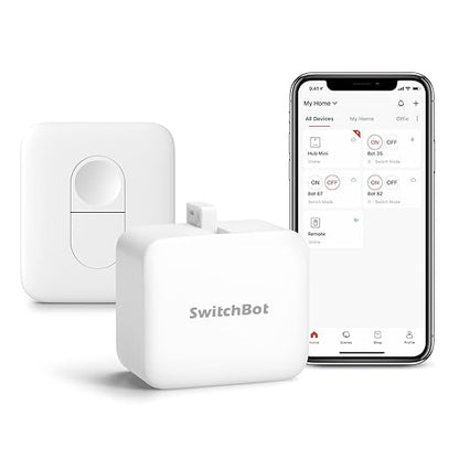 Switchbot Smart Switch Button Pusher (Bluetooth) – Fingerbot for Rocker Switch/One-Way Buttons, App Timer Control, No Wiring, Optional Hub Required for Voice/Remote, White