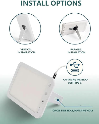 Light Lamp, Portable Full Spectrum LED Light Sunlight Personal Daylight with 3 Adjustable Color＆Stepless Brightness Levels, Timer＆Memory Function for Home Office Winter