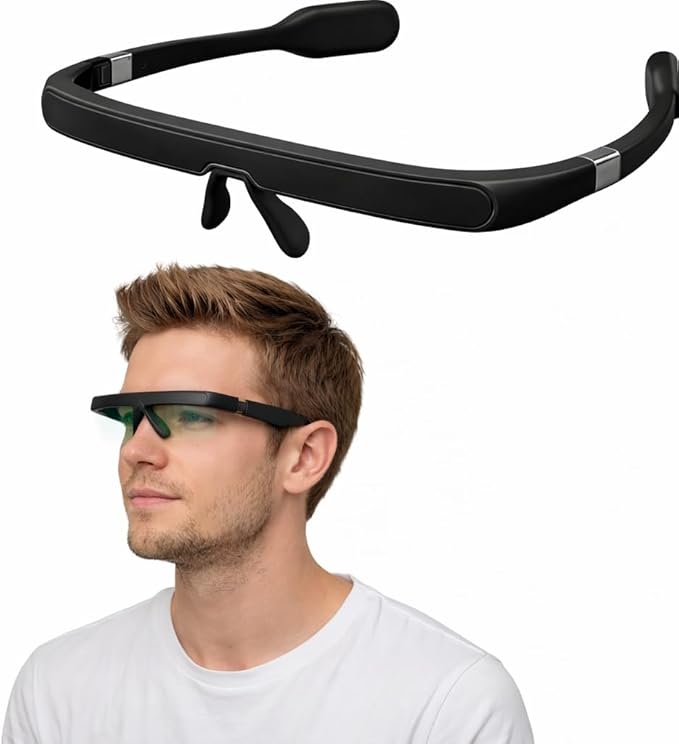 Pegasi 2 - Smart Light Therapy Glasses, Improve Your Sleep in 7 Days, Feather-Light, Research-Backed Blue-Green Light, Boost Energy, Beat Jet Lag (Black)
