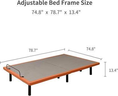 ESHINE Adjustable Bed Frame King - Ergonomic Electric Bed Base, Foot & Head Incline, APP Control, Wireless Remote, Zero Gravity, Anti-Snore, King, 2000 Series