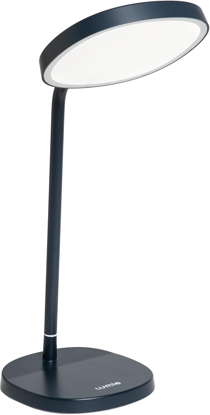 Lumie Task - 10,000 Lux Adjustable Bright Light Therapy Desk Lamp for Mood and Energy Boost and Winter Blues Relief, Crystal Clear Illumination and Maximum Visual Comfort - Charcoal Blue