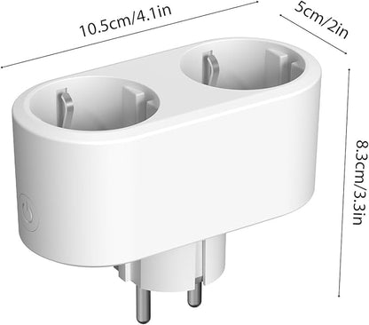 Smart Socket Dual Socket, Smart Power Timer Plug, Smart Sharing 16A WiFi Plug with Voice Control Timer Current Meter Power Off Memory Function for Home, Compatible with Zigbee/BLEmesh/TY APP