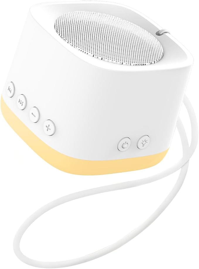 Portable Mini White Noise Sound Machine for Travel – Amber Breathing Night Light, 16 Soothing Sounds, 30-Hour Rechargeable Battery, Timer & Memory for Baby, Adult Sleep, Office Privacy