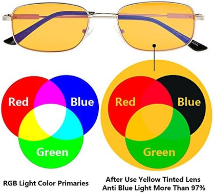 Eyekepper 97% Blue Light Blocking Reading Glasses-Better Sleep Computer Readers-Mens Womens Memory Titanium
