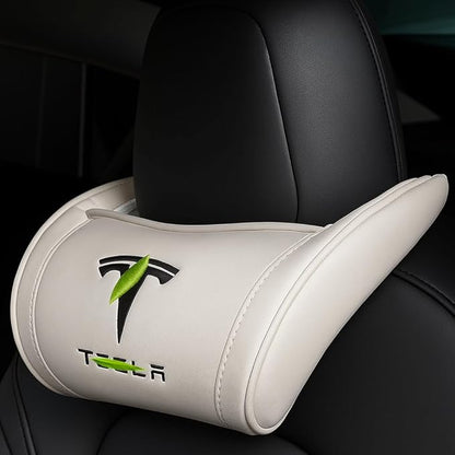 Car Headrest Neck Pillow Support Memory Foam Ergonomic Design Accessory for Driving Seat Fatigue Relief Compatible with Model S X 3 Y & Cybertruck - 2 Pieces