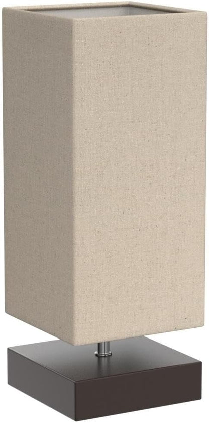 Touch Control Table Lamp Bedside 3 Way Dimmable Touch Desk Lamp Modern Nightstand Lamp with Square Fabric Lamp Shade Simple Night Light for Bedroom Living Room Office, Led Bulb Included
