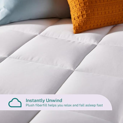 Sleep Innovations Dual Layer 4 Inch Memory Foam Mattress Topper, King Size, Medium Support, 2 Inch Cooling Gel Memory Foam Plus 2 Inch Pillow Top Cover