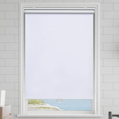 AOSKY Cordless Roller Shades Blackout Blinds for Windows Room Darkening Rolled Up Shades with Spring System, UV Protection Window Shades Door Blinds for Home and Office (46" W x 72" H, White)