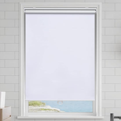 Cordless Roller Shades Blackout Blinds for Windows Room Darkening Rolled Up Shades with Spring System, UV Protection Window Shades Door Blinds for Home and Office (67" W x 72" H, White)