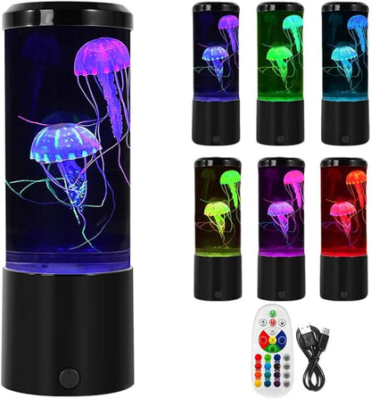 Jia Xi 12 Inch Jellyfish Aquarium Lamp, Large LED Jellyfish Lamp with Color Changing Light, Quiet Pump Mood Light for Bedroom Living Room, Fake Jellyfish Tank Decor （Remote Control）