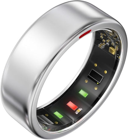 Ring OnePlus - Ultra-Thin Titanium Smart Ring - 7 Days Battery Life - Fitness/SPO₂/Stress/HR/Sleep Skin Temperature Tracker - No App Fee - iOS&Android Compatible (Silver,Size 7)
