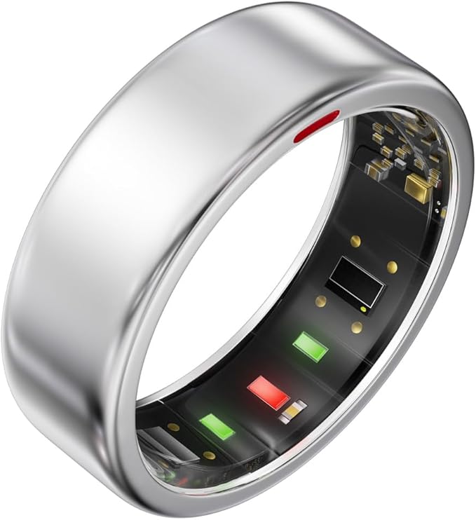 Ring OnePlus - Ultra-Thin Titanium Smart Ring - 7 Days Battery Life - Fitness/SPO₂/Stress/HR/Sleep Skin Temperature Tracker - No App Fee - iOS&Android Compatible (Silver,Size 11)