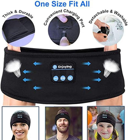 Wireless Bluetooth Sports Headband Headphones Ultra-Thin HD Stereo Perfect for Sleeping Workout Jogging Yoga Insomnia Air Travel Meditation Black