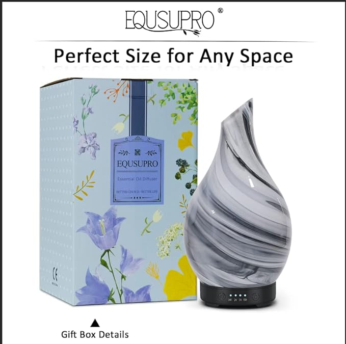 Essential Oil Diffuser 120ml Ultrasonic Aromatherapy Diffuser with Handmade Glass with Auto Shut-Off Protection 4 Timer Setting 7 Colors Changed LED Diffuser for Home Yoga Office Gifts for Women