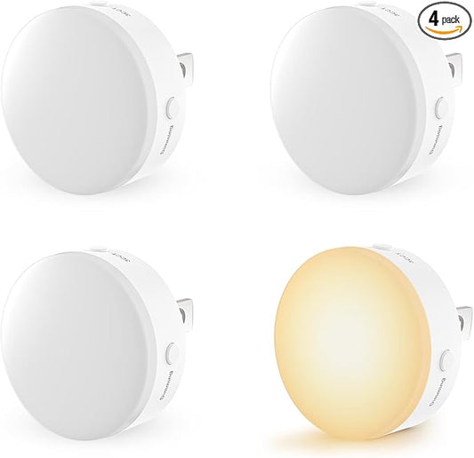 Night Light Plug in, Dimmable LED Mini Nightlights for Kids, Auto Dusk to Dawn Sensor, Automatic On and Off Night Lamp for Hallway,Bedroom, Stairway, 3 Brightness, Energy Efficient, 3CCT, 4Pack