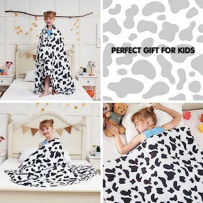 yescool Weighted Blanket 10 Pounds Twin Cooling Weighted Lap Blanket, Cow Print Heavy Blanket, Comfortable Weighted Throw Blanket Gift for 80-110lbs, 40"x60"