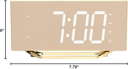 Loud Alarm Clock for Heavy Sleeper, 2 Alarms Big Display Clock with Bed Shaker for Hard of Hearing Deaf,Plug in Bedroom Mirror Clock,Phone Charger,Dimmer,Simple Digital Clock for Senior Adult Teen Kid