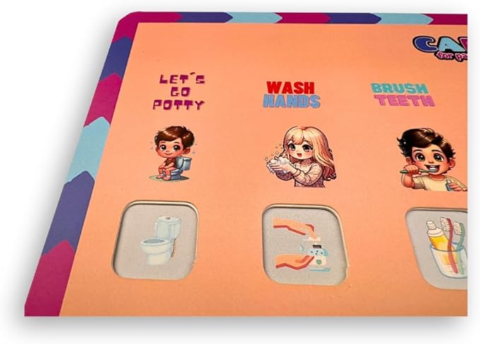 ROUTINO Bedtime Routine Chart for Kids, Visual Schedule with Interactive Paper Slider, Evening Sleep Tracker for Children, Promotes Consistent Nighttime Habits & Restful Sleep