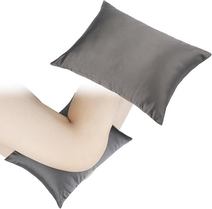 Silky Satin Soft Knee Pillow for Side Sleepers, Pressure Pillows Between Legs 11"x7" Small Knee Pillow Joints Cushion for Sleeping Hip and Back Pain, Dark Gray 1 Pcs