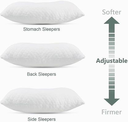 Shredded Memory Foam Pillows – Adjustable Loft, Orthopedic Support for Side/Back Sleepers, Pressure Relief for Cervical Spine, Machine Washable (Queen Size)