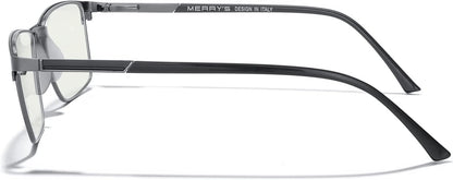 MERRY'S Fashion Blue Light Blocking Glasses - Reading Glasses Metal Frame Spring Hinge Readers for Men Eyeglasses