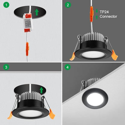 YGS-Tech Smart 3 Inch Recessed Lighting, WiFi LED Downlight 5W 120V, Compatible with Alexa and Google Home, Dimmable RGB & CCT 2700-6500K, Black Trim, LED Ceiling Light with Driver (1 Pack)