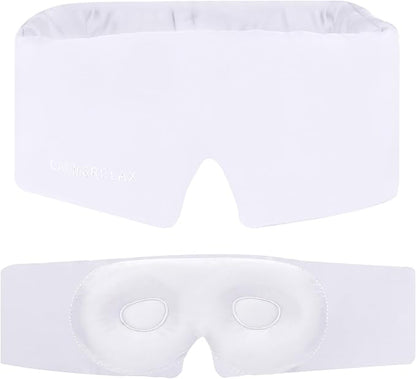 Calm&Relax Bamboo Sleep Mask: 3D Blackout Sleeping Eye Mask for Side Sleepers - Zero Pressure Eye Covers for Travel Airplane(White)