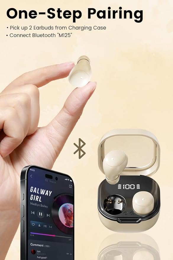 Invisible Mini Sleep Earbuds Wireless Bluetooth, Ultra-Light Comfort Fit Sleep Headphones for Side Sleepers, Soft in-Ear Ear Plugs for Sleeping Small Ears Gym-Off White