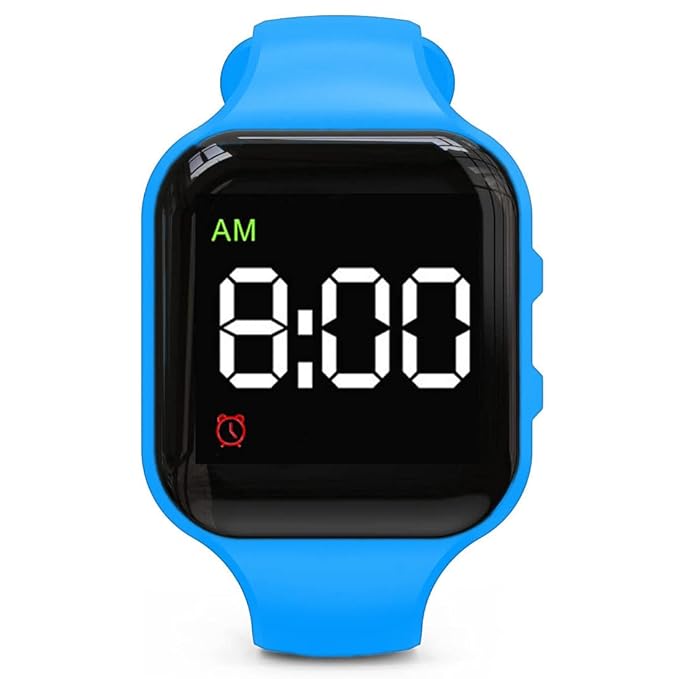 Water Resistant Potty Training Watch Rechargeable Vibrating Alarm Reminder Watch Silent Wake Up Wristband - with Lock (Blue)