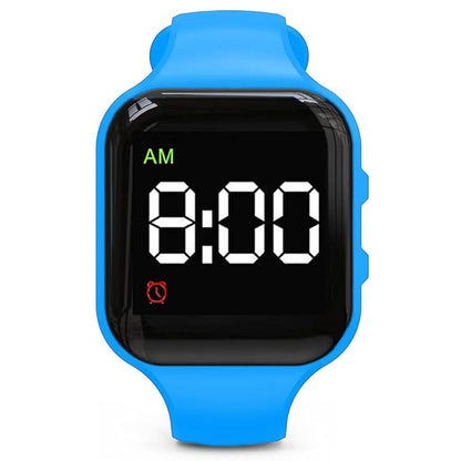 Water Resistant Potty Training Watch Rechargeable Vibrating Alarm Reminder Watch Silent Wake Up Wristband - with Lock (Blue)
